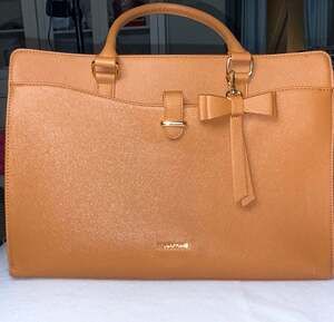 MISSNINE 15.6 Inch Laptop Bag for Women with Bow Charm - Tan